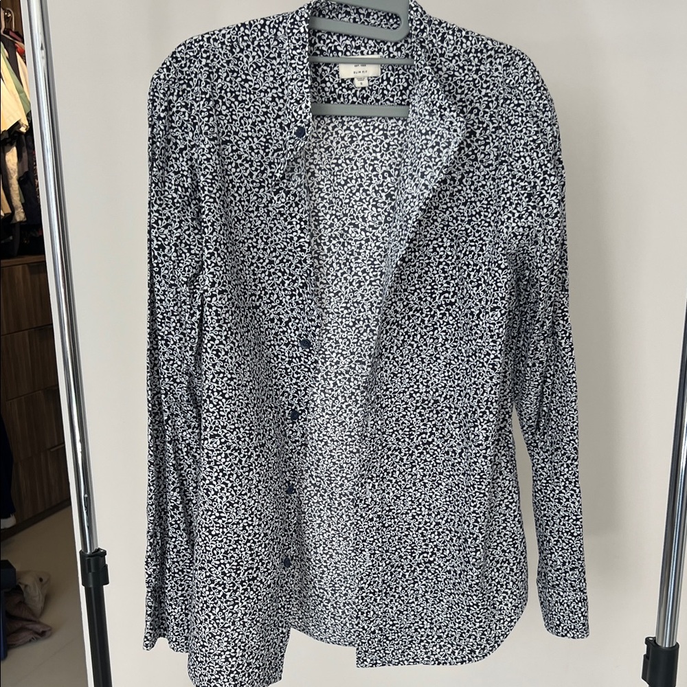Club Monaco Black and White Patterned Shirt